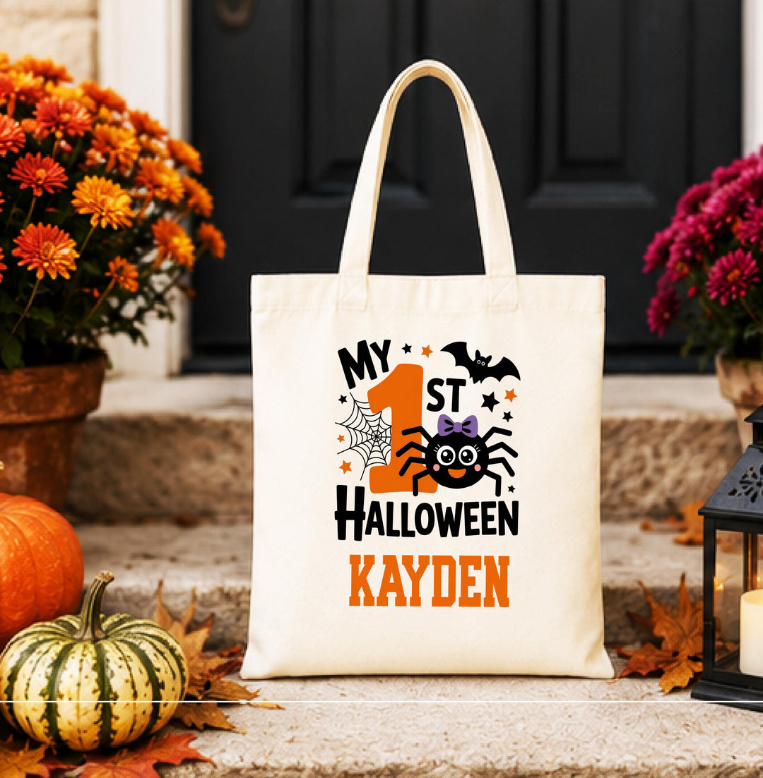 My First Halloween Bag Personalized, 1st Halloween Trick or Treat Tote, Custom Candy Bag, Baby Halloween Gift, First Halloween Keepsake