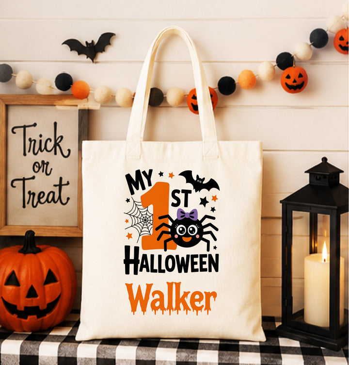 My First Halloween Bag Personalized, 1st Halloween Trick or Treat Tote, Custom Candy Bag, Baby Halloween Gift, First Halloween Keepsake
