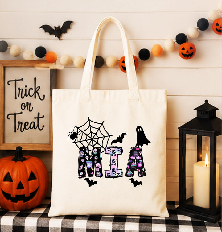 Spooky Halloween Treat Bag, Personalized Candy Bag for Boys Girls,&nbsp;Halloween Trick or Treat Bag, Custom Name Kids Candy Tote