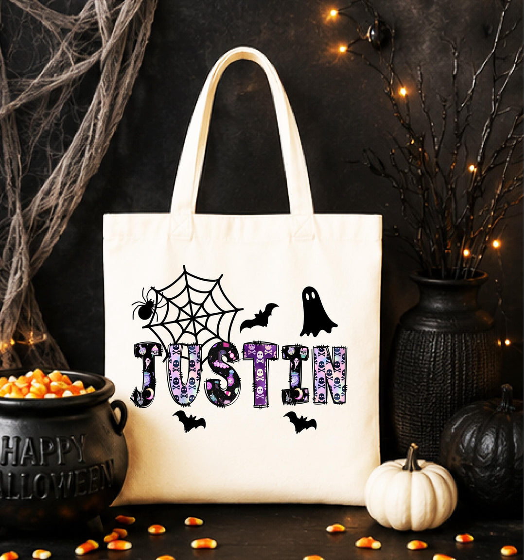 Spooky Halloween Treat Bag, Personalized Candy Bag for Boys Girls,&nbsp;Halloween Trick or Treat Bag, Custom Name Kids Candy Tote