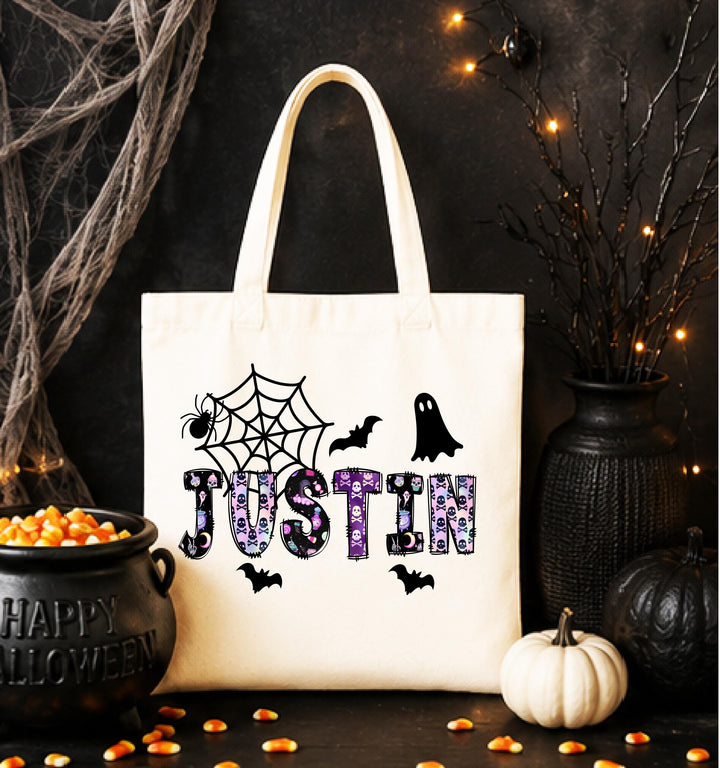 Spooky Halloween Treat Bag, Personalized Candy Bag for Boys Girls,&nbsp;Halloween Trick or Treat Bag, Custom Name Kids Candy Tote