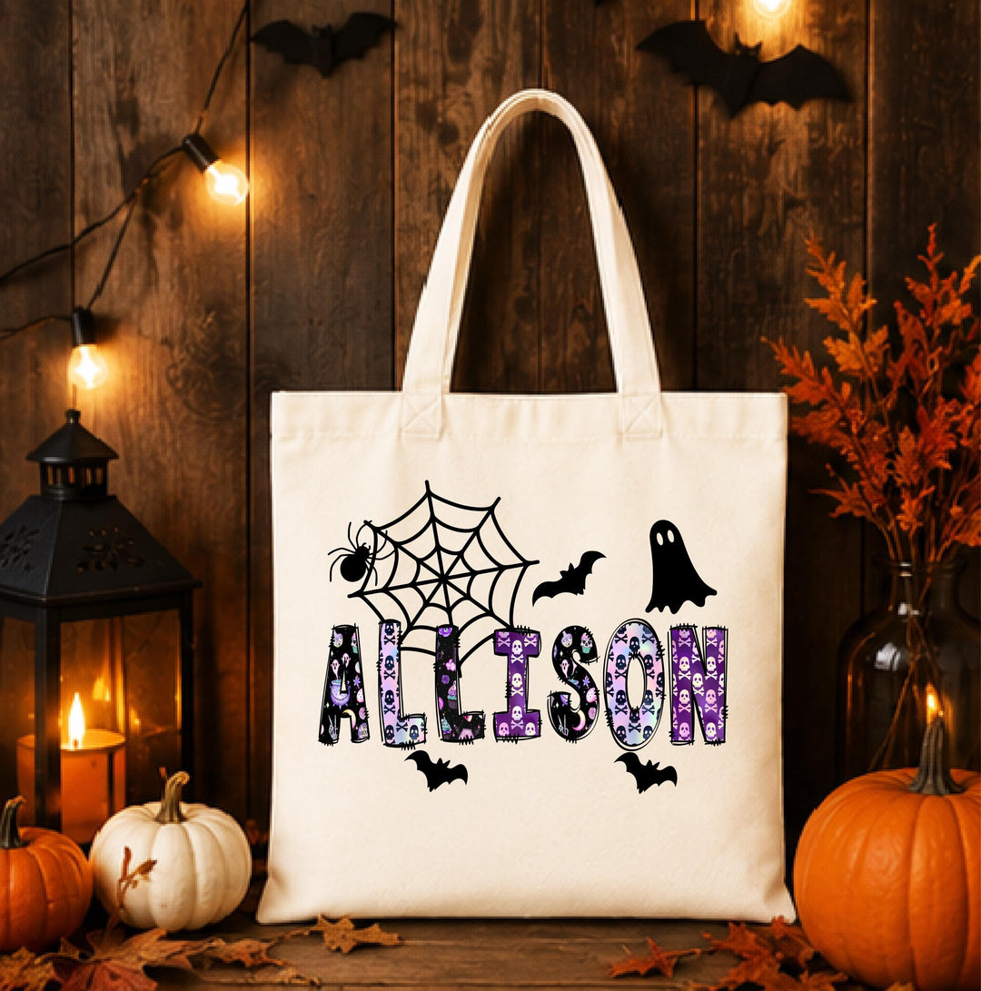 Spooky Halloween Treat Bag, Personalized Candy Bag for Boys Girls,&nbsp;Halloween Trick or Treat Bag, Custom Name Kids Candy Tote