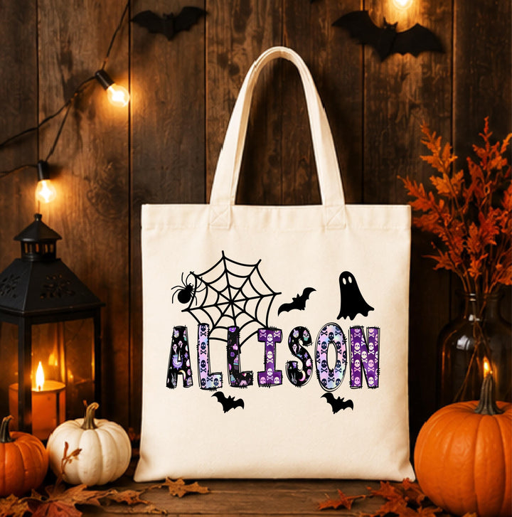 Spooky Halloween Treat Bag, Personalized Candy Bag for Boys Girls,&nbsp;Halloween Trick or Treat Bag, Custom Name Kids Candy Tote