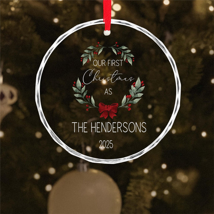 Our First Christmas Mr & Mrs Ornament – Newlywed Wreath Keepsake