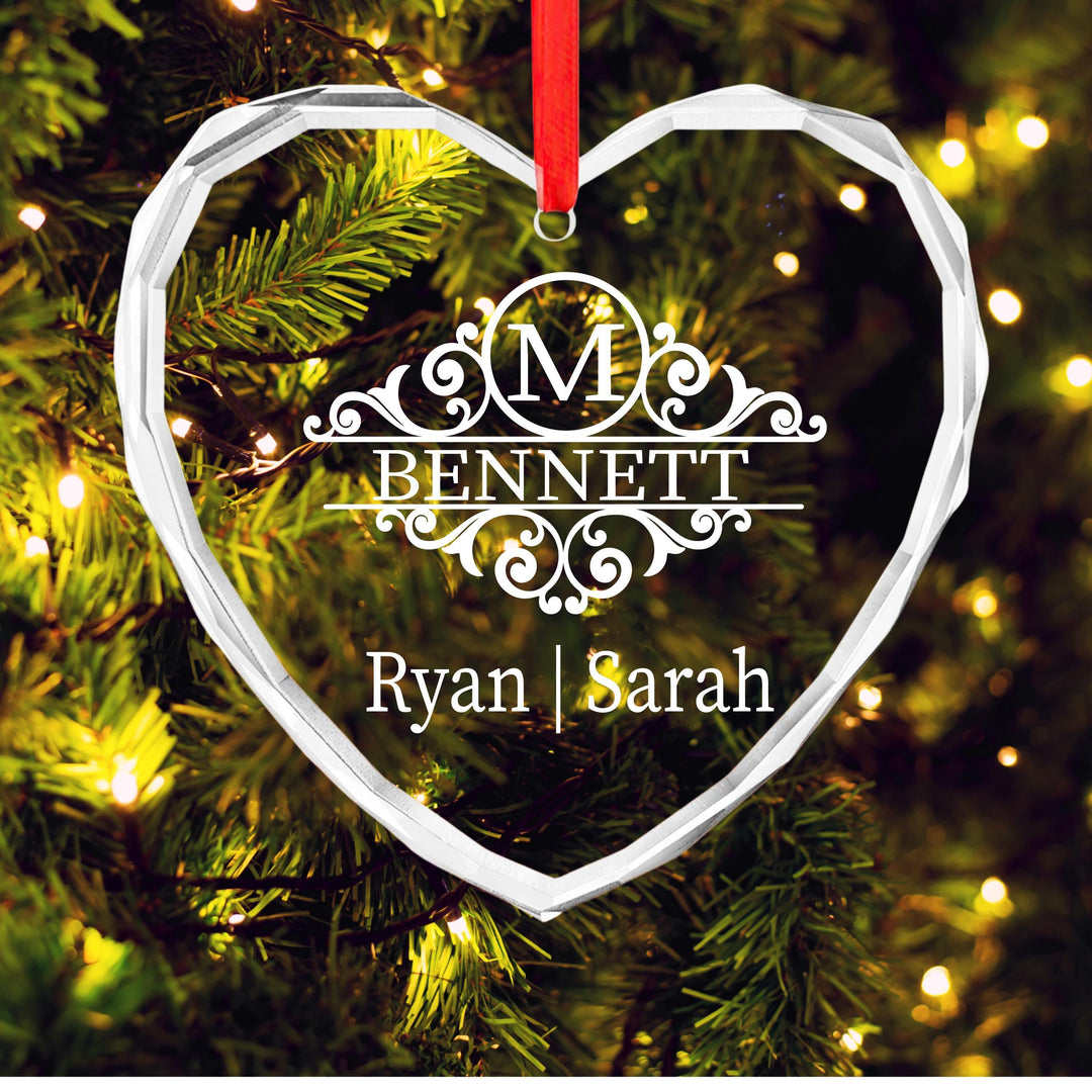 Personalized Monogram Family Ornament – Custom Scroll Keepsake
