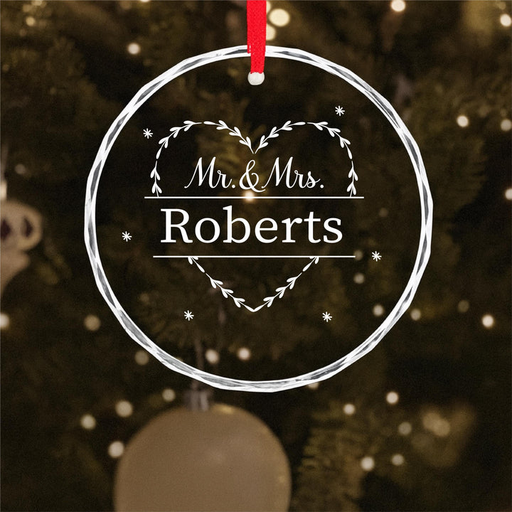 Personalized Mr & Mrs Heart Wreath Ornament – Wedding Keepsake