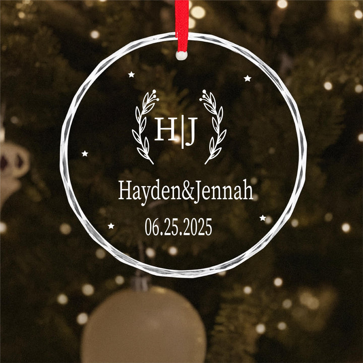 Anniversary or First Christmas Gift Personalized Laser Engraved Couple Ornament | Custom Acrylic Wedding Keepsake