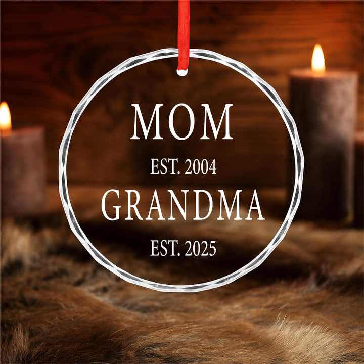 Personalized Mom and Grandma Ornament Keepsake Custom Est Year glass Christmas Ornament 2025