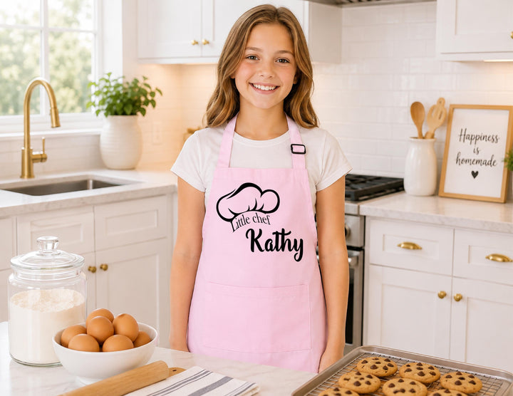 Personalized Kids Apron with Name, Custom Little Chef Apron, Kids Baking Apron, Boys Girls Cooking Apron, Birthday Gift for Kids