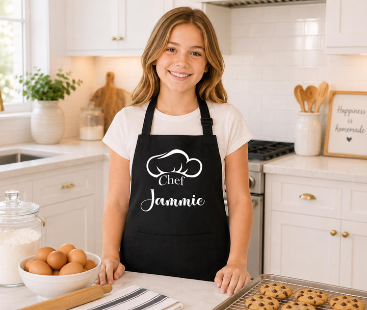 Personalized Kids Apron with Name, Custom Little Chef Apron, Kids Baking Apron, Boys Girls Cooking Apron, Birthday Gift for Kids