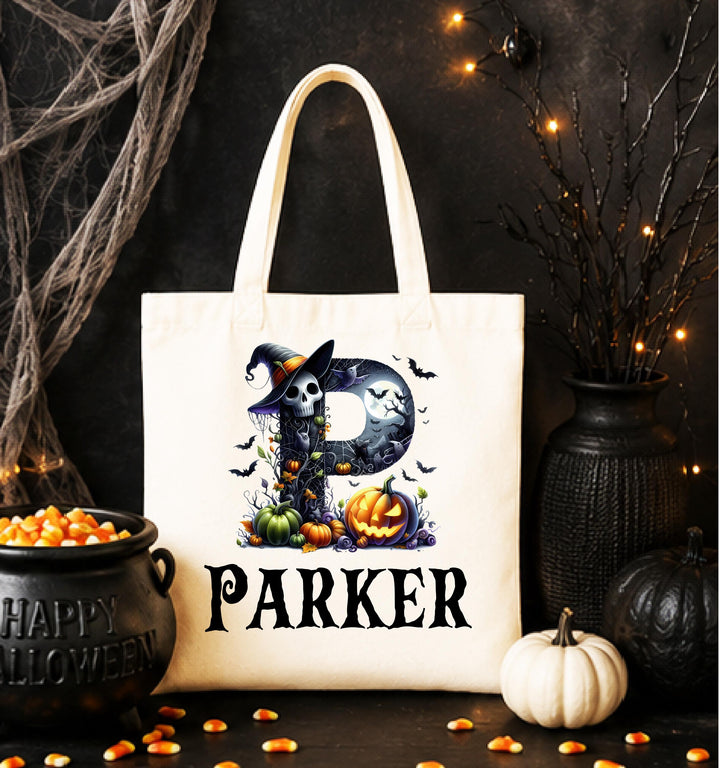 Personalized Witch Pumpkin Halloween Tote – Custom Name Bag
