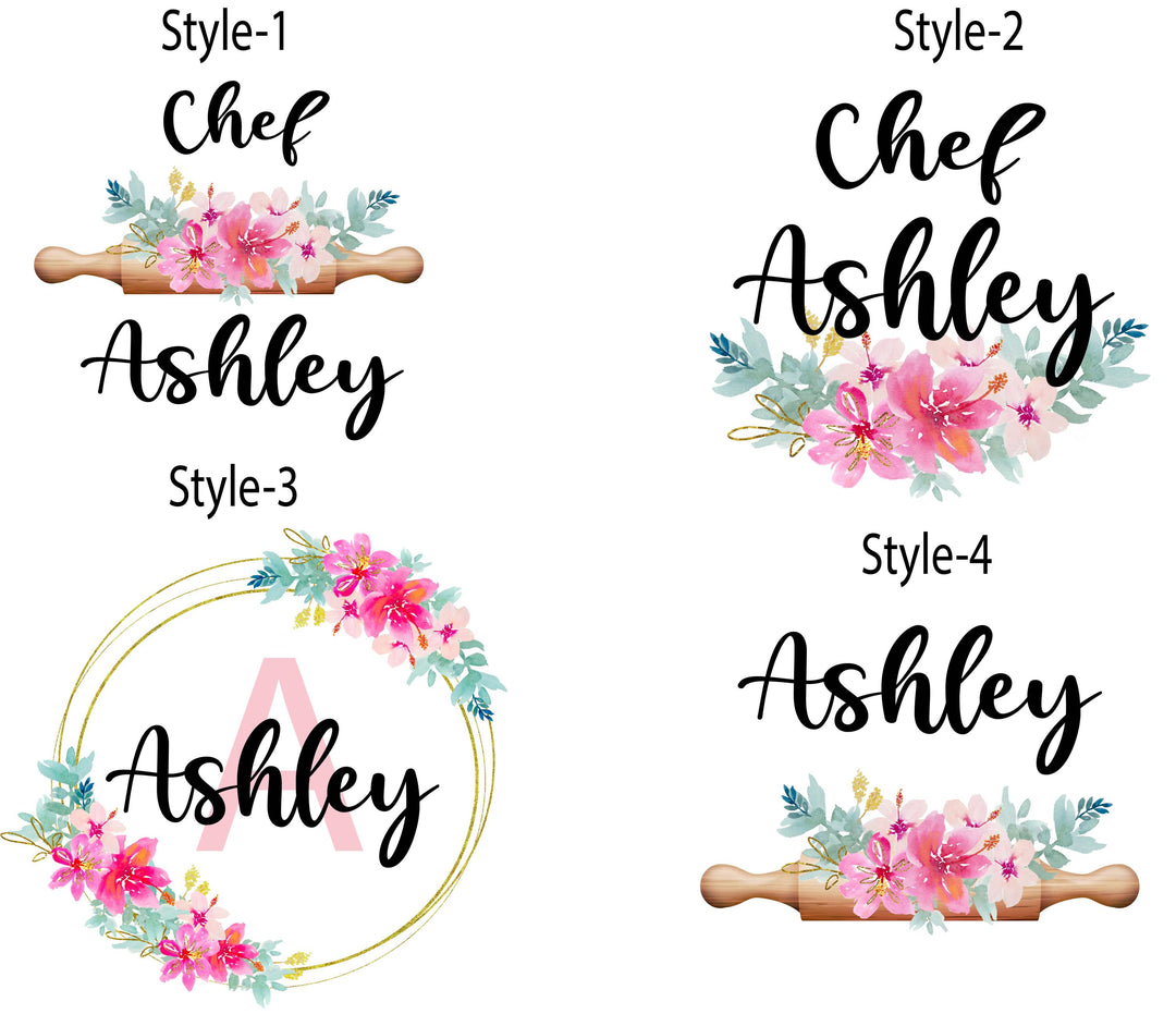 Custom Name Floral Rolling Pin Apron for Girls – Little Baker Gift