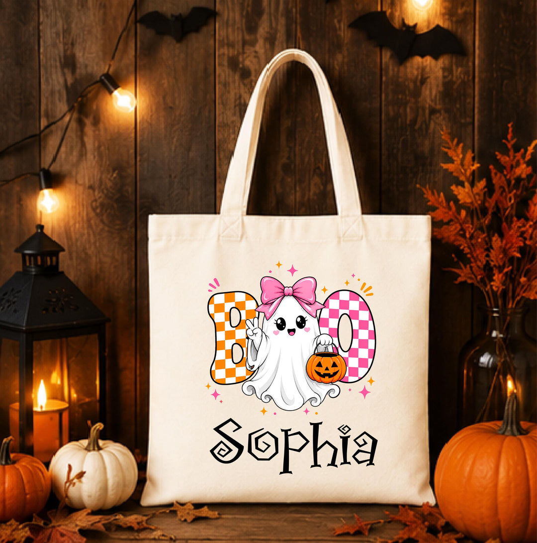 Personalized Halloween Trick-or-Treat Canvas Tote – Custom Name Bag