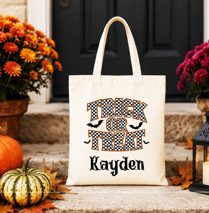 Personalized Halloween Trick-or-Treat Canvas Tote – Custom Name Bag