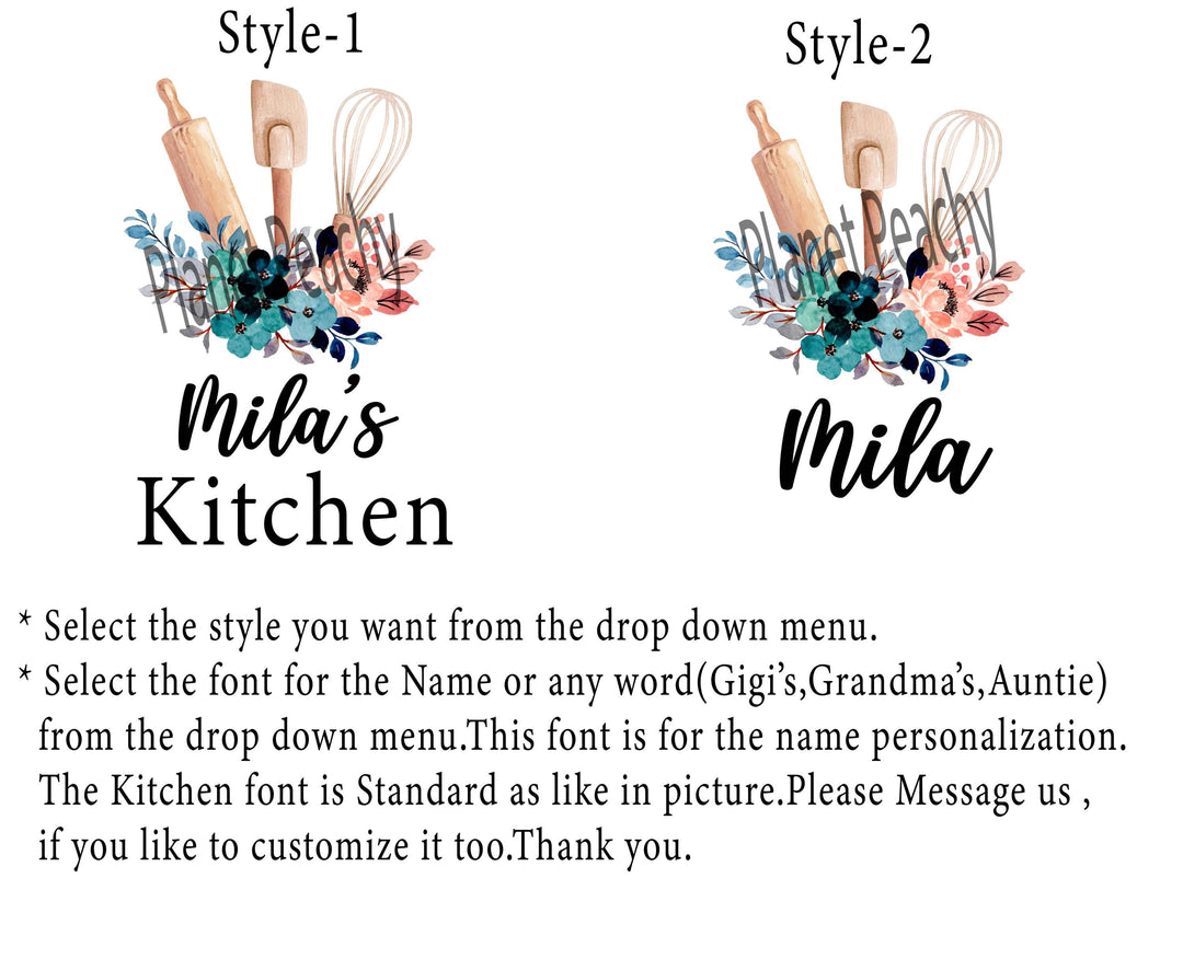 Personalized Grandma &amp; Kids Aprons, Custom Grandma Kitchen Apron, Matching Grandmother Grandkids Aprons, Baking Gift for Grandma