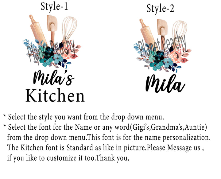 Personalized Grandma &amp; Kids Aprons, Custom Grandma Kitchen Apron, Matching Grandmother Grandkids Aprons, Baking Gift for Grandma