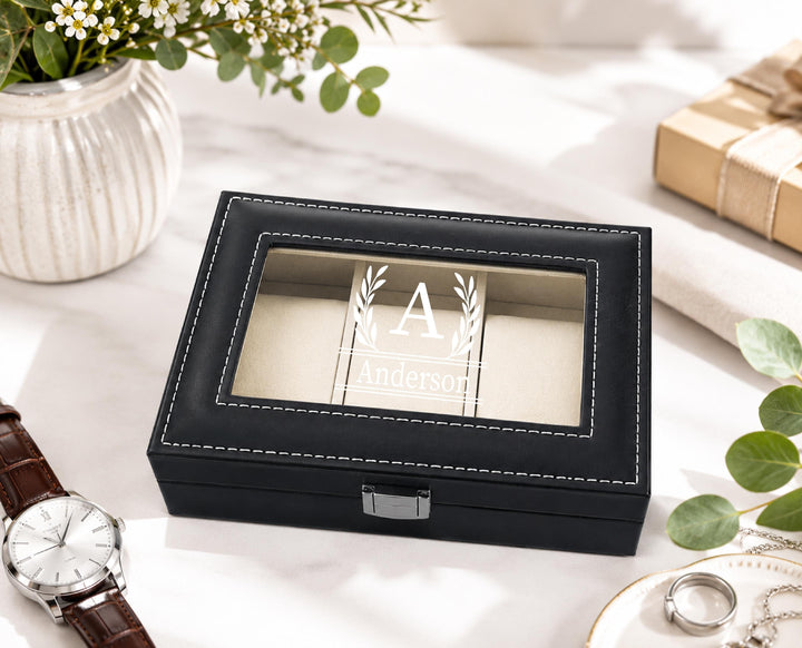 Personalized Watch Box for Men, Custom Engraved Watch Case, Watch Organizer, Husband Boyfriend Dad Gift, Anniversary Groomsmen Gift