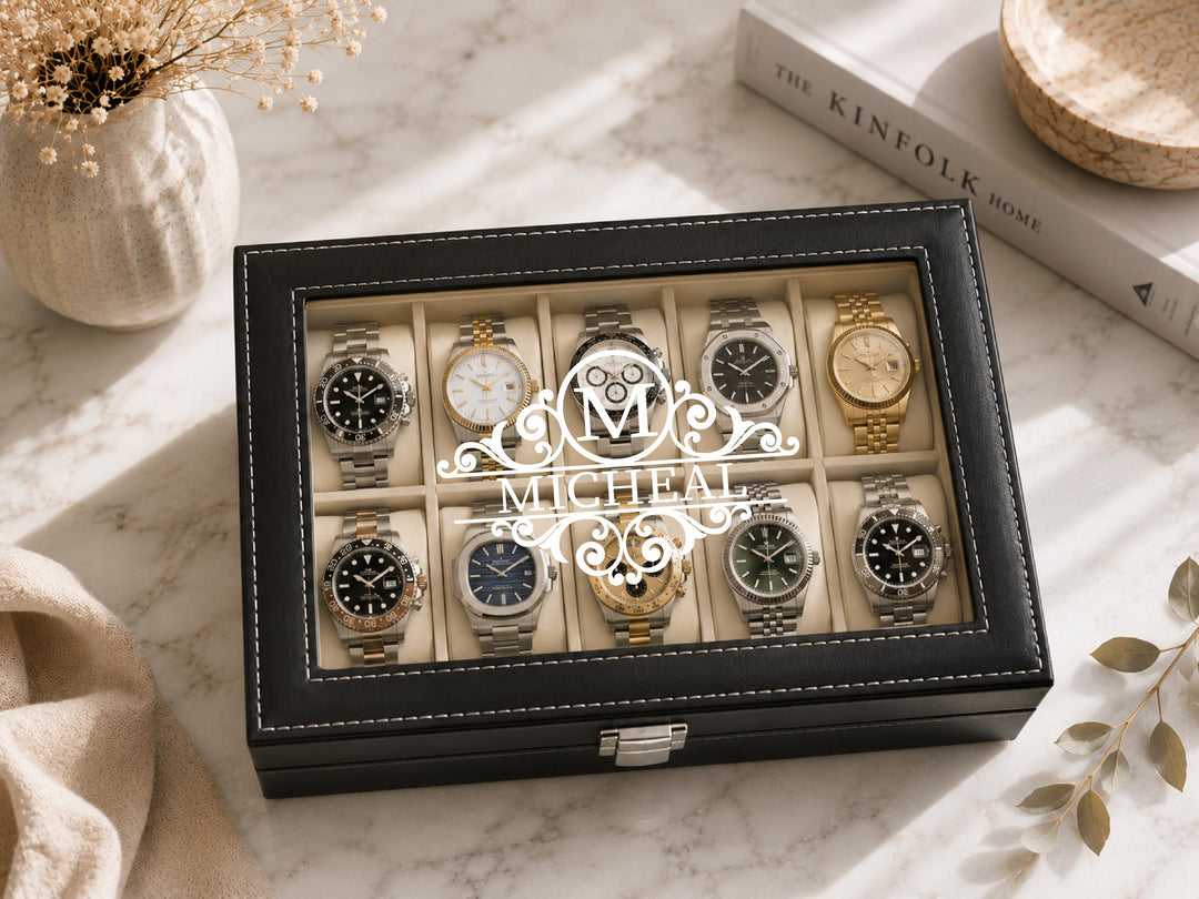 Personalized Watch Box for Men, Custom Engraved Watch Case, Watch Organizer, Husband Boyfriend Dad Gift, Anniversary Groomsmen Gift