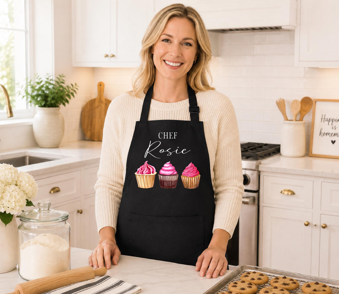 Custom Name Cupcake Bakery Apron – Personalized Baking Gift