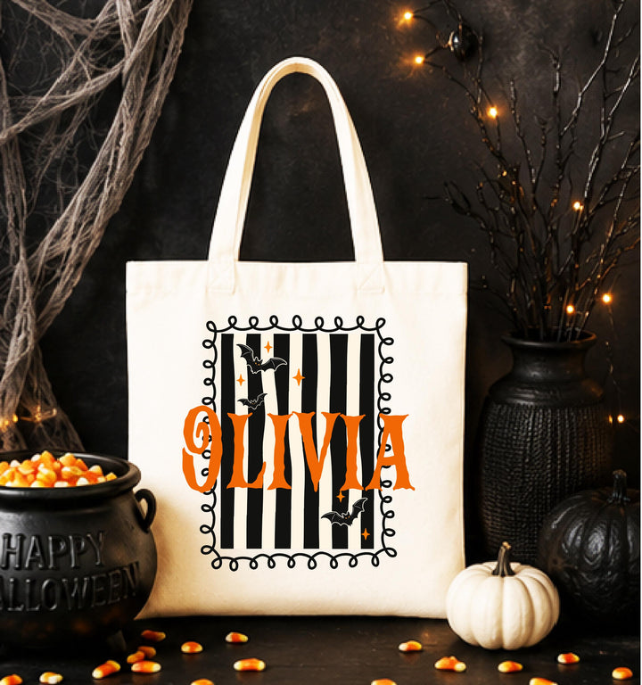 Personalized Halloween Trick or Treat Bag for Kids, Custom Name Candy Bag, Halloween Tote Bag, Kids Trick or Treat Basket, Halloween Gift
