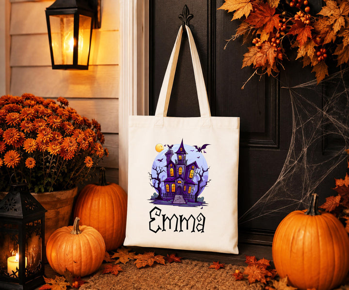 Custom name Halloween Trick or Treat Bag for Kids, Custom Name Candy Bag, Halloween Tote Bag, Kids Treat Bag, Boo Basket Gift