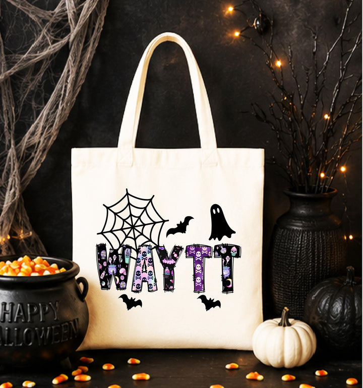 Spooky Halloween Treat Bag, Personalized Candy Bag for Boys Girls,&nbsp;Halloween Trick or Treat Bag, Custom Name Kids Candy Tote