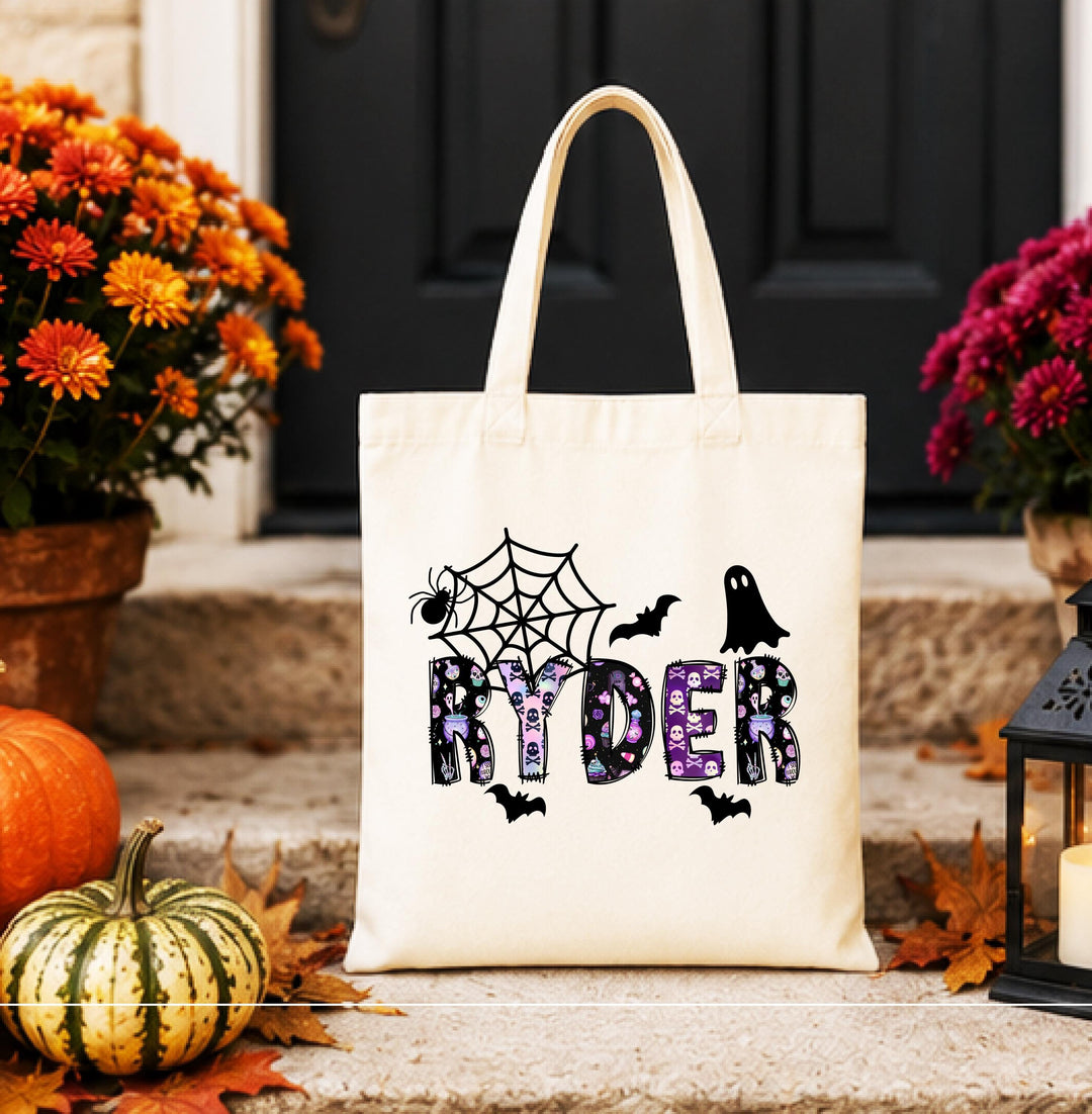 Spooky Halloween Treat Bag, Personalized Candy Bag for Boys Girls,&nbsp;Halloween Trick or Treat Bag, Custom Name Kids Candy Tote