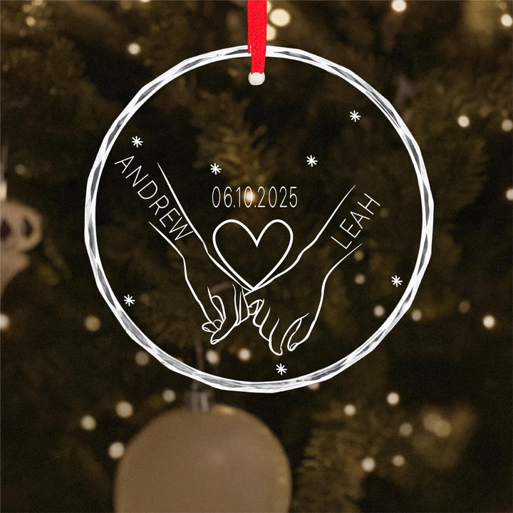 Personalized Hands & Heart Ornament – Custom Couple Keepsake