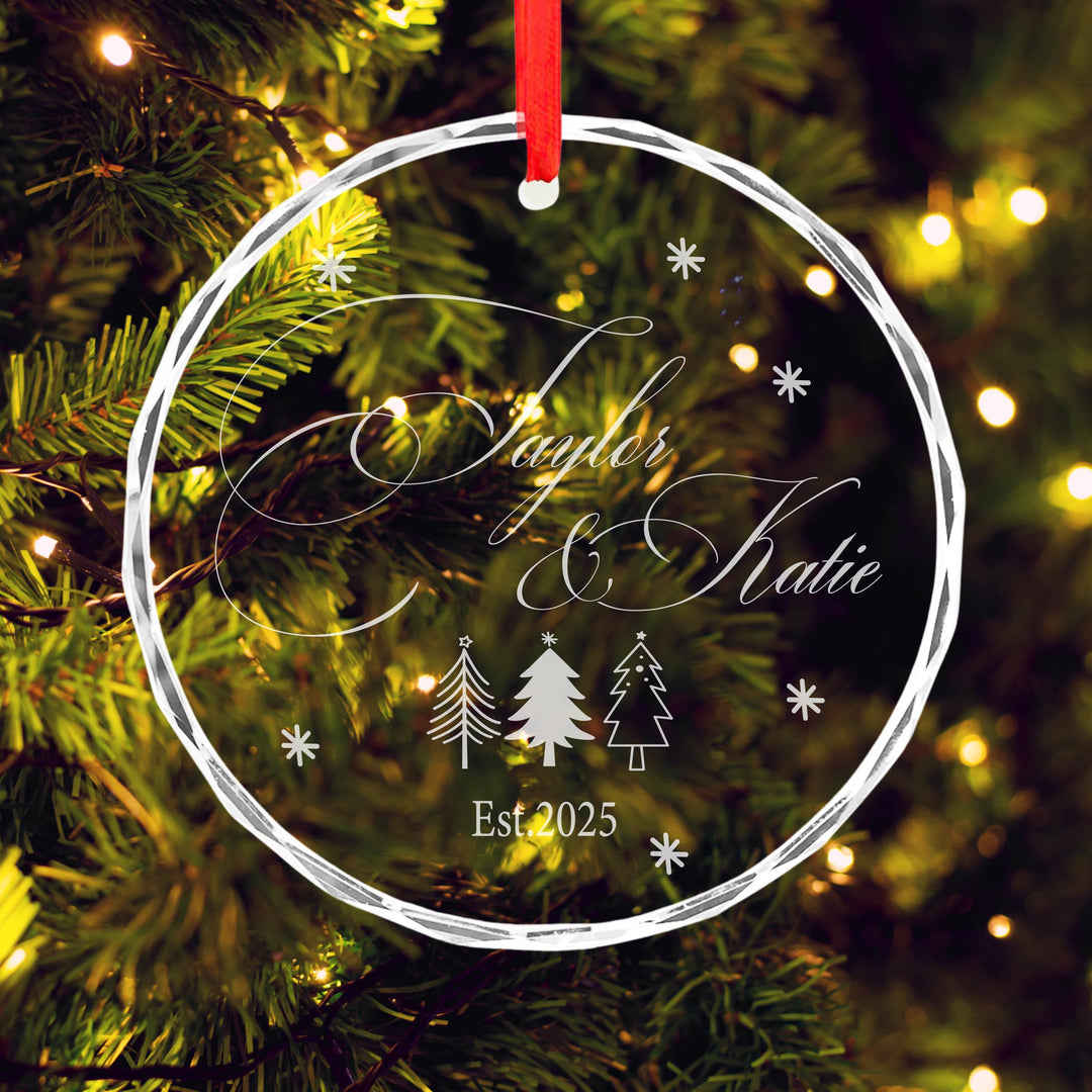 Custom Couple Names Christmas Ornament – Newlywed Tree Keepsake