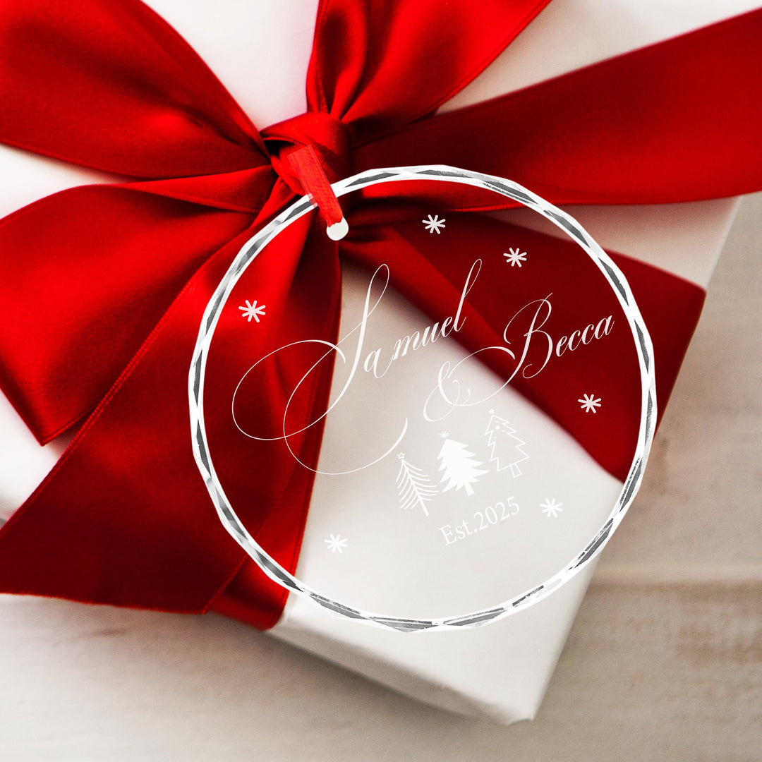 Custom Couple Names Christmas Ornament – Newlywed Tree Keepsake