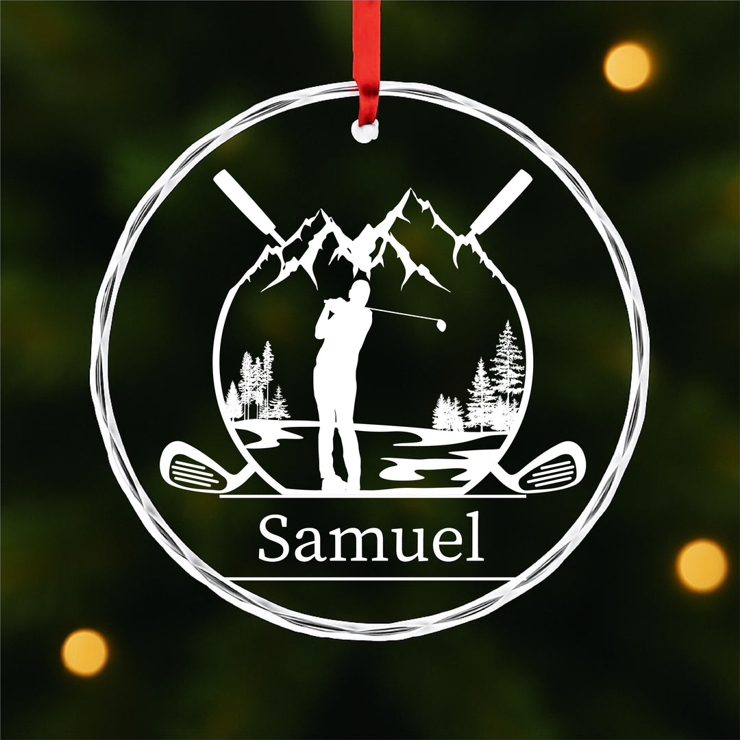 Personalized Golf Mountain Ornament – Custom Family Name Keepsake