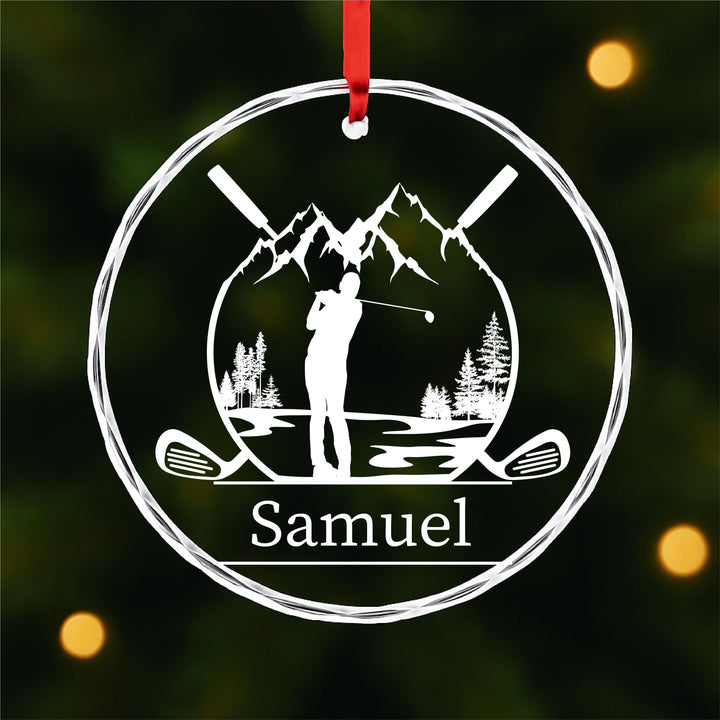 Personalized Golf Mountain Ornament – Custom Family Name Keepsake