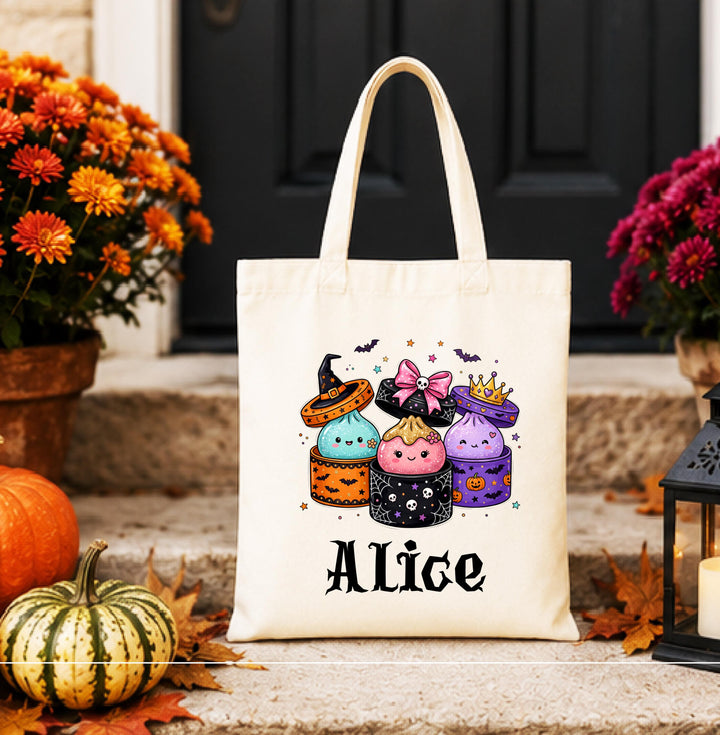 Personalized Kawaii Dumpling Halloween Tote – Custom Name Bag