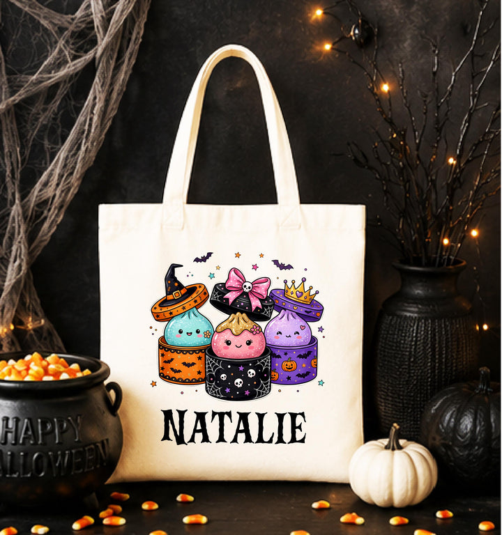 Personalized Kawaii Dumpling Halloween Tote – Custom Name Bag