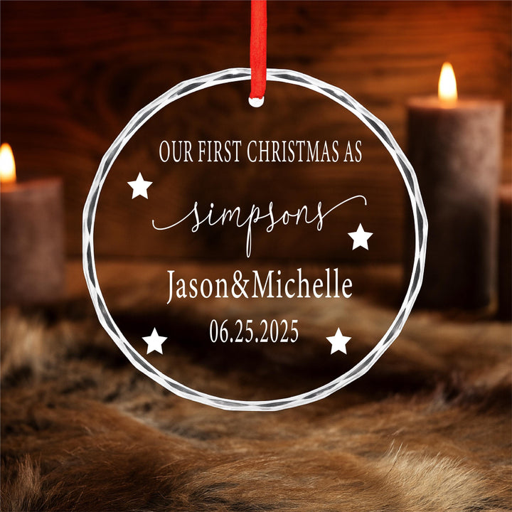 Our First Christmas Married Heart Ornament – Custom Last Name Keepsake