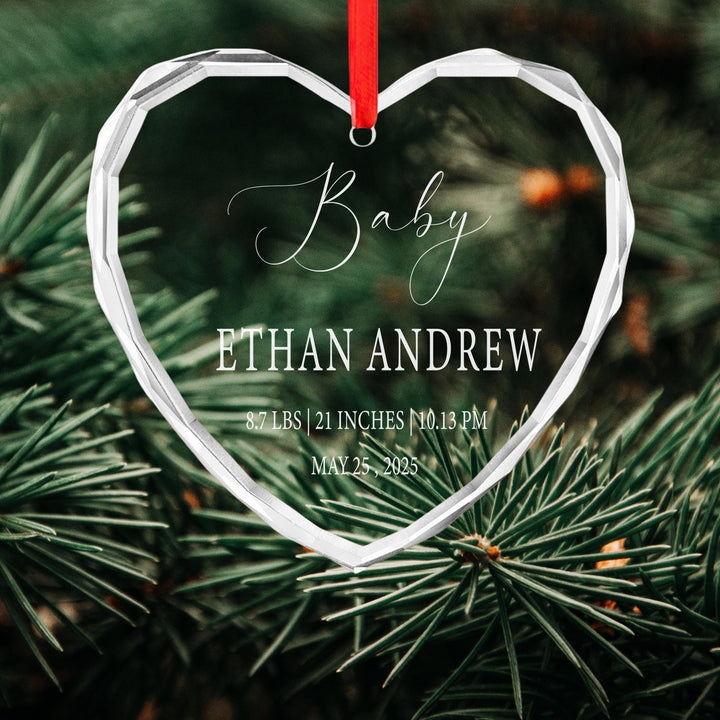 Personalized Newborn Heart Ornament – Custom Birth Stats Keepsake