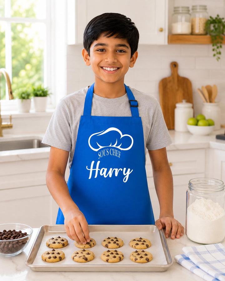 Personalized Kids Apron with Name, Custom Little Chef Apron, Kids Baking Apron, Boys Girls Cooking Apron, Birthday Gift for Kids