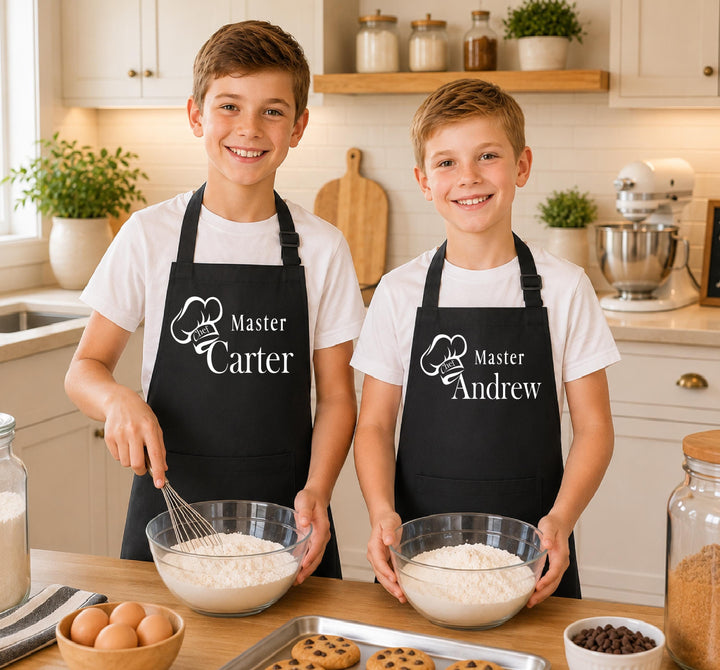 Personalized Kids Apron with Name, Custom Little Chef Apron, Kids Baking Apron, Boys Girls Cooking Apron, Birthday Gift for Kids