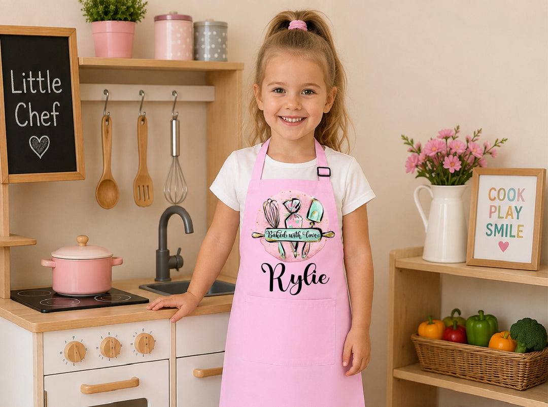 Personalized Rainbow Apron for Girls – Custom Name Chef Gift