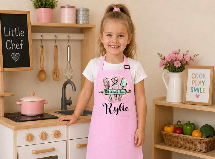 Personalized Rainbow Apron for Girls – Custom Name Chef Gift