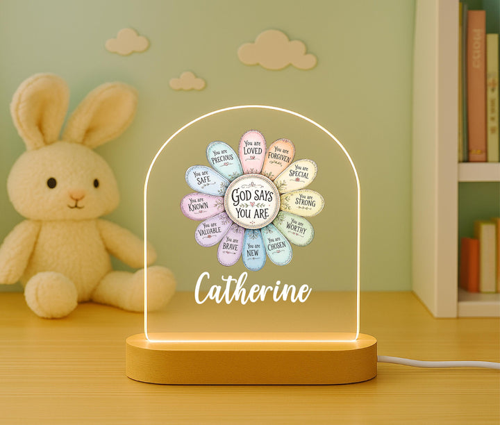 Custom Name "God Says You Are" Night Light – Christian Kids Gift