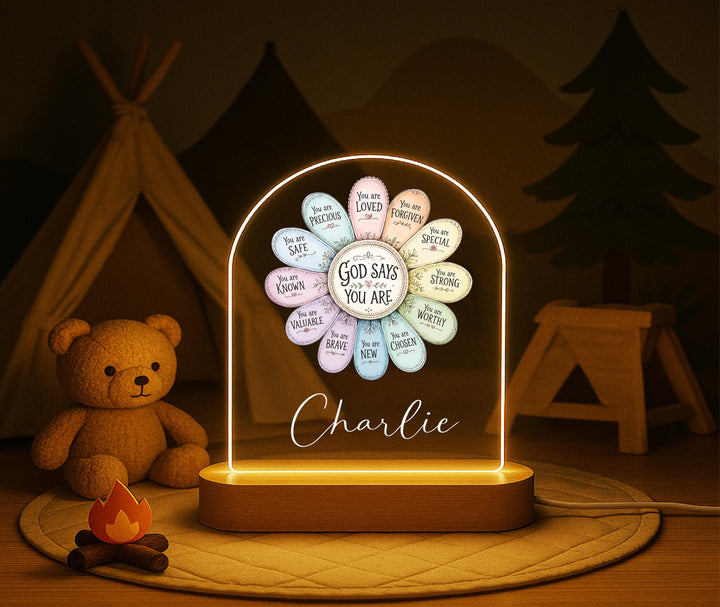 Custom Name "God Says You Are" Night Light – Christian Kids Gift