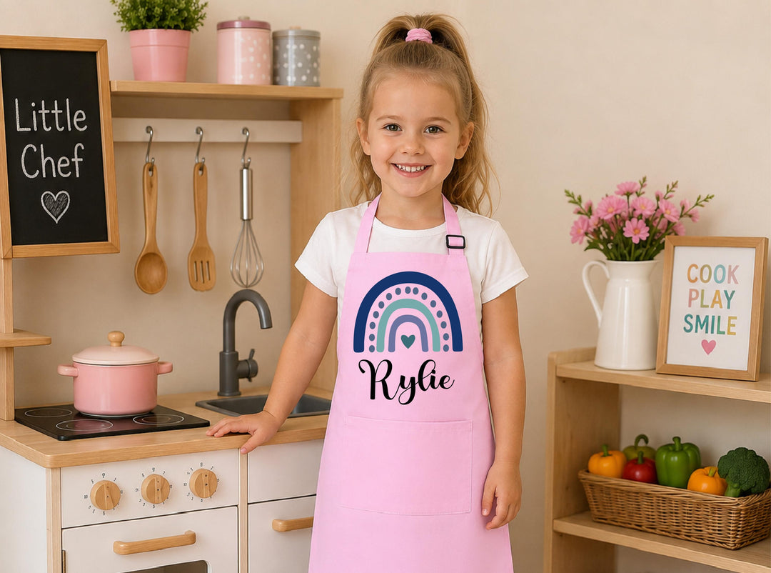 Custom Name Kids Rainbow Apron – Granddaughter Baking Gift
