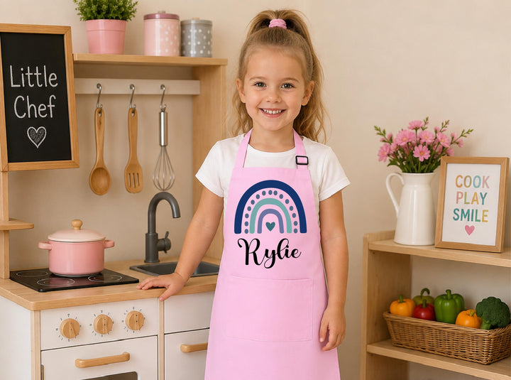 Custom Name Kids Rainbow Apron – Granddaughter Baking Gift