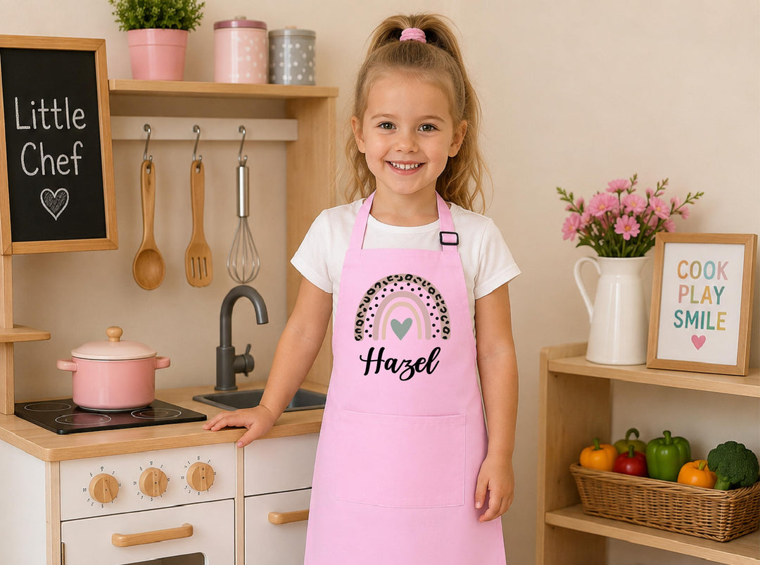 Matching Mom and Daughter Aprons, Personalized Mama Mini Apron , Custom Name Rainbow Baking Aprons, Mommy and Me Gift