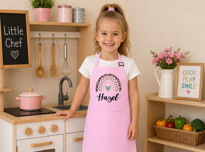 Matching Mom and Daughter Aprons, Personalized Mama Mini Apron , Custom Name Rainbow Baking Aprons, Mommy and Me Gift