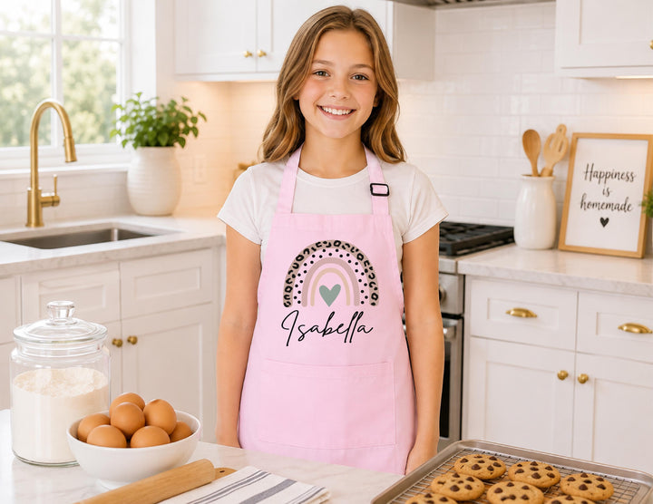 Matching Mom and Daughter Aprons, Personalized Mama Mini Apron , Custom Name Rainbow Baking Aprons, Mommy and Me Gift