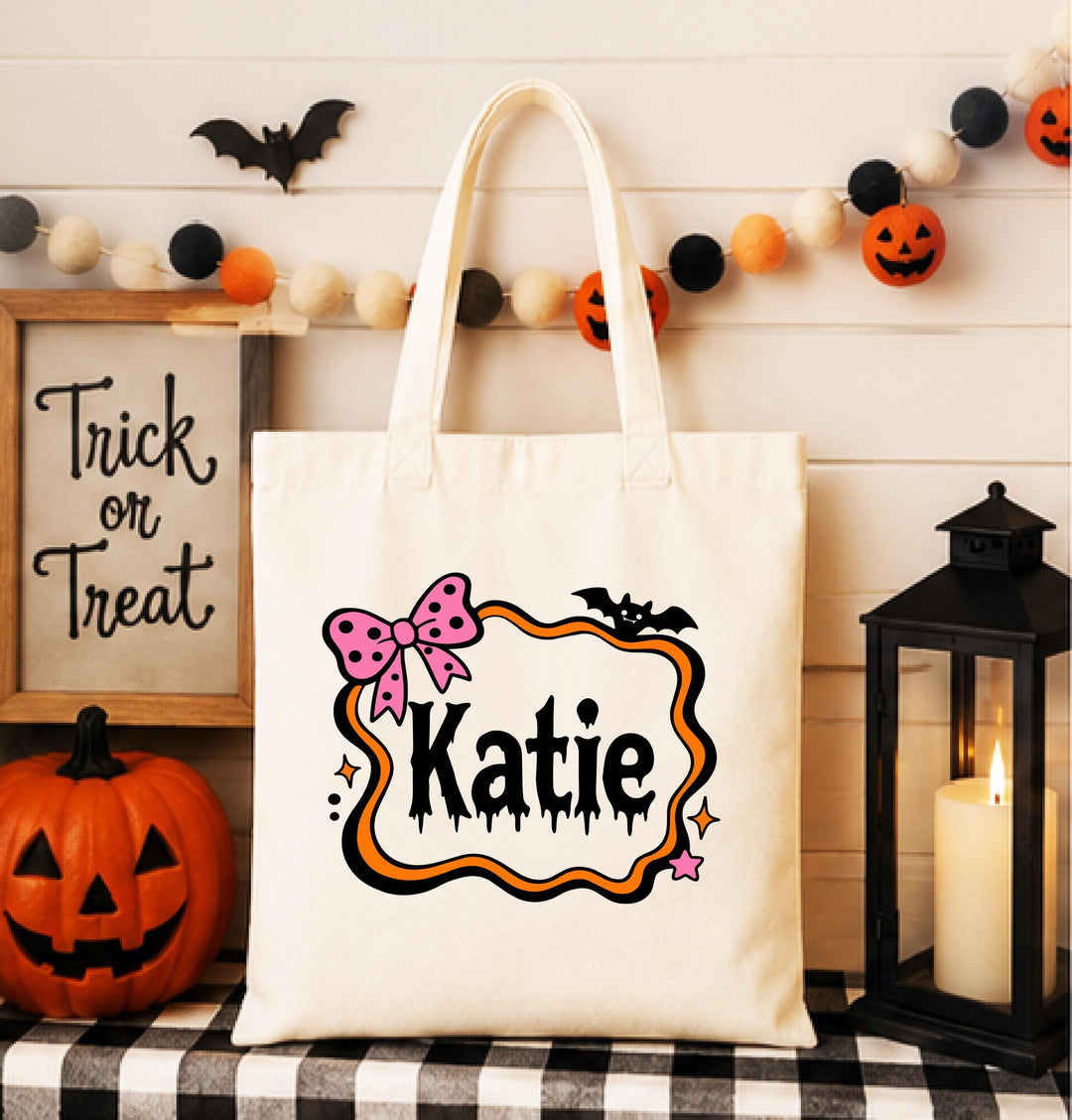 Custom Name Halloween Candy Tote – Reusable Trick-or-Treat Bag