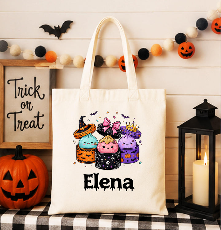 Personalized Kawaii Dumpling Halloween Tote – Custom Name Bag