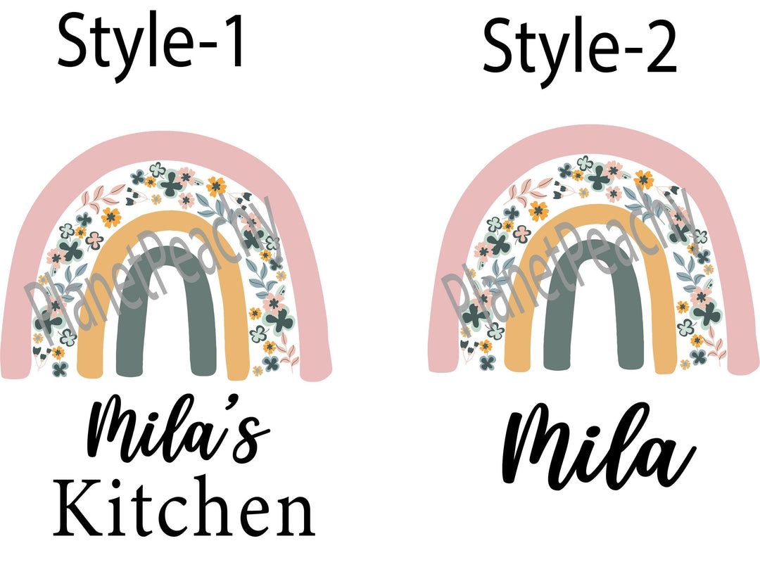 Personalized Boho Floral Rainbow Apron, Custom Name Baking Apron, Matching Mommy Me Kitchen Gift